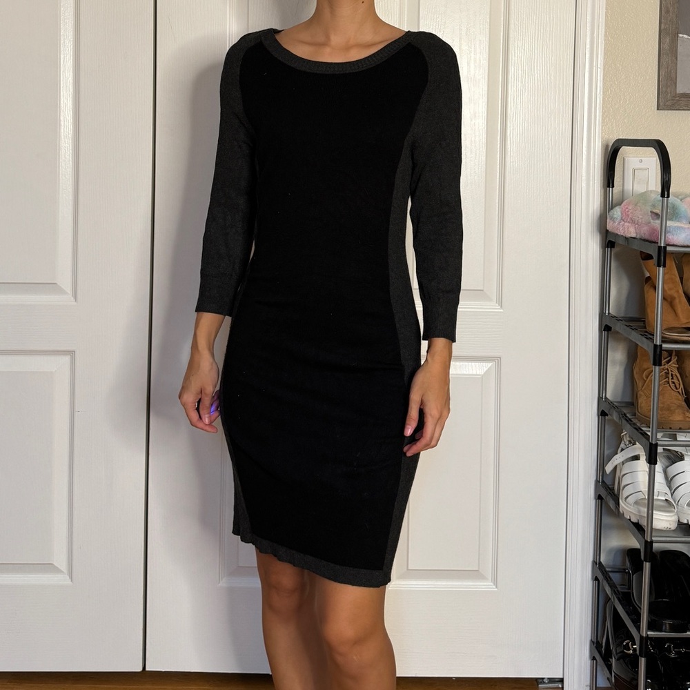 Above the knee grey and black sweater dress by Dex